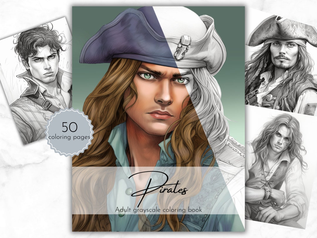 Pirates Coloring Pages; Adults and Kids Coloring Book Instant