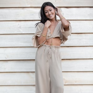 Taupe Palazzo Pants Etsy UK
