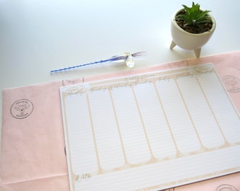 A4 Weekly Planner Desk Pad: Tear-Off Organizer Notepad
