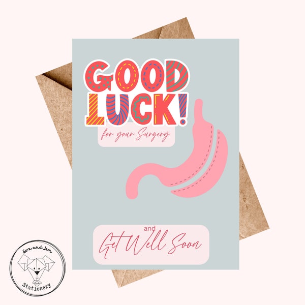 Handmade Gastric Sleeve Get Well Soon Card | Gastric Sleeve Surgery Recovery Greetings Card | Bariatric Surgery Recovery Card
