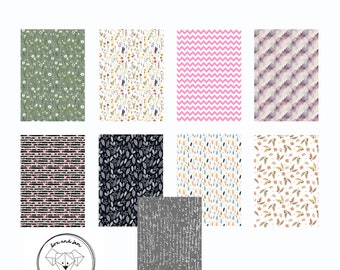Floral Book Binding End Papers: Decorative A4 Paper, 9 Designs