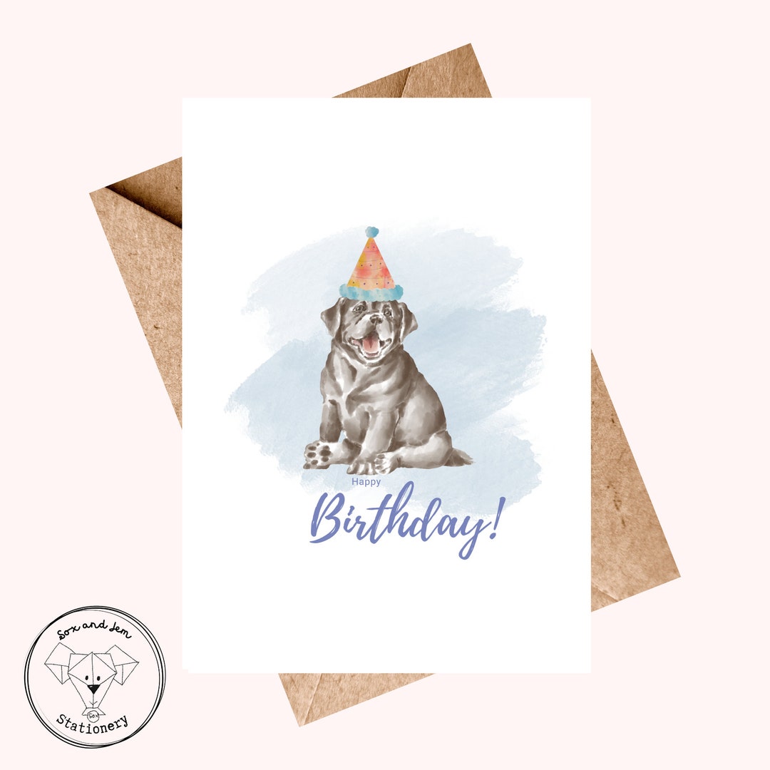 Funny Dog Card Happy Birthday Card Illustrated Birthday Card Dog Lover ...