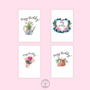 Floral Birthday Card Bundle: Illustrated 5x7 Greeting Cards