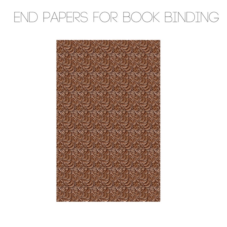 May include: Brown end papers with a repeating pattern of stylized leaves. The end papers are used for bookbinding.