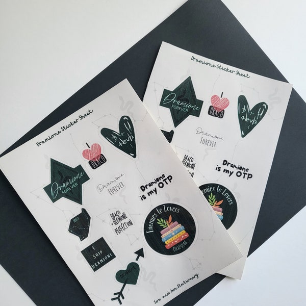 DRAMIONE Sticker Sheet | Sticker Sheet | Glossy Sticker Sheet | Fanfiction Sticker Sheet |Bookish Gift | Booktok | Reading Stickers