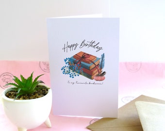 Personalised Book Lover Birthday Card - Bookworm Gift for Her - Etsy