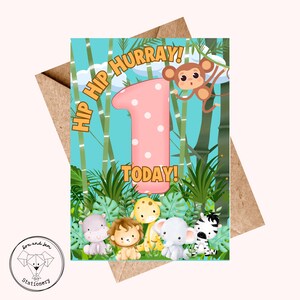 Carte d'anniversaire personnalisée | carte d'anniversaire animal | Carte d'anniversaire pour enfants | Carte d'anniversaire pour enfants | carte avec des animaux | Choisissez l'ÂGE |
