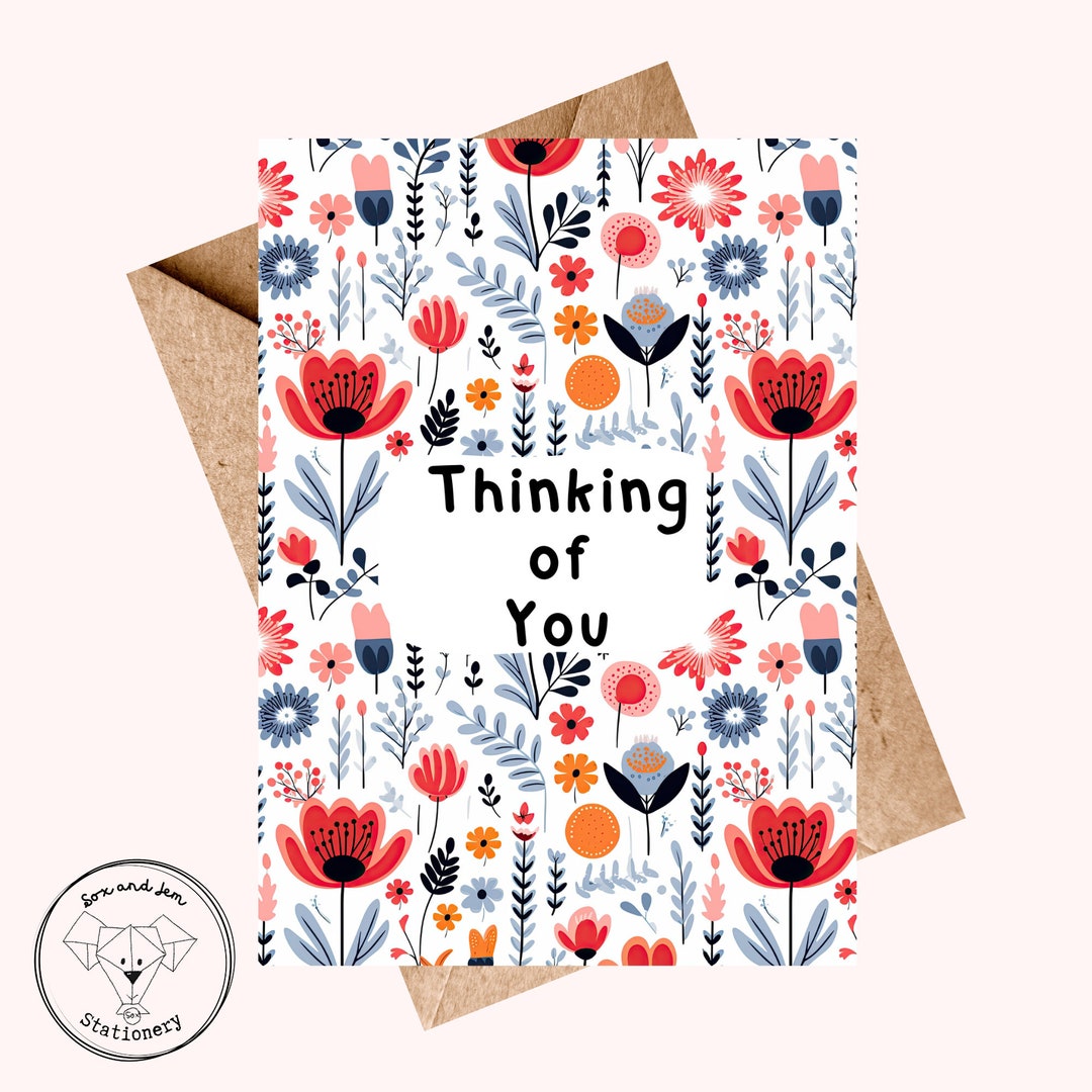 Thinking of You Card: Floral Encouragement, Handmade Greeting - Etsy