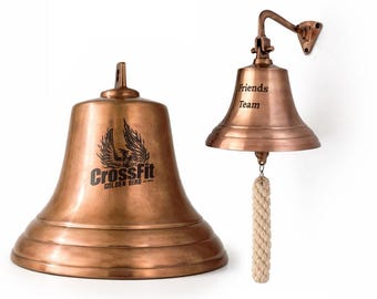Custom Bronze Ship Bell – Personalized Nautical Wall Decor Bell, Housewarming Gift, Hanging Outdoor