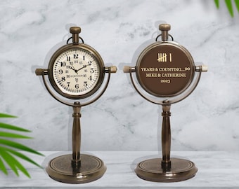Personalized 6th Anniversary Gift Desk Clock, Celebrating Six Years of Love and Togetherness, Iron Anniversary Gift for Husband & Boyfriend