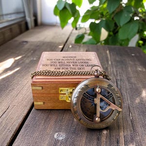 Personalized Working Sundial Compass, Engraved Christmas Compass Gift, Anniversary Gift Compass for Men, Retirement Gift, Gift for Husband