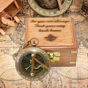 Personalized Sundial Compass Gift, Custom Engraved Compass, Retirement Keepsake, Graduation Compass, Anniversary Gift, Confirmation Gift