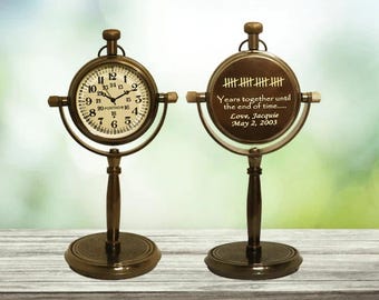 Personalized Desk Clock | Custom 20th Anniversary Gift for Husband | Traditional Wedding Anniversary Heirloom