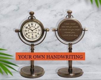 Custom handwriting gift table clock - Personalized desk clock - Heartfelt gift for him - Anniversary gift for loved ones