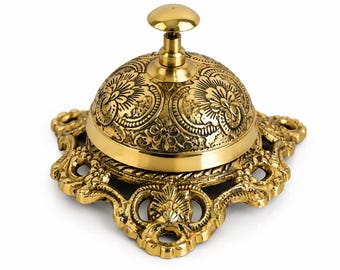 Personalized Brass Desk Bell, Engraved Vintage Service Bell, Office Gift