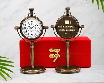 Personalized 6th Anniversary Gift Desk Clock, Celebrating Six Years of Love and Togetherness, Iron Anniversary Gift for Husband & Boyfriend