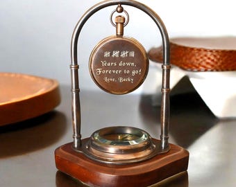 Custom 19th anniversary gift desk clock for husband, Personalized 8th anniversary keepsake, Bronze gift for men & women