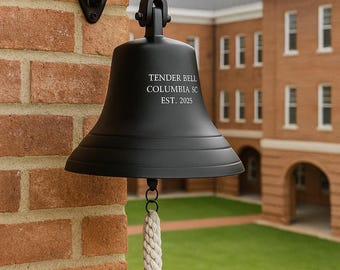 Personalisierte schwarze Glocke für Wohnkultur - Graviertes Weihnachtsgeschenk für Männer - Individuelle Messingschulglocke - Wand montierte Abendglocke