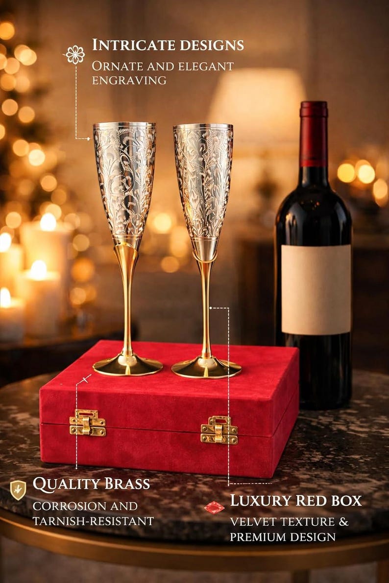 Personalized Silver & Gold Champagne Goblets, Engraved Floral Flutes ...