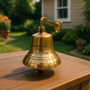 Personalized Engraved Brass Bell - Custom Antique Bell for - Engraved ...