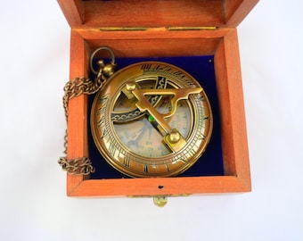 Personalized Working Sundial Compass, Engraved Compass, Anniversary Gift Compass, Compass For Husband, Valentines Day Gift, Couples Gift