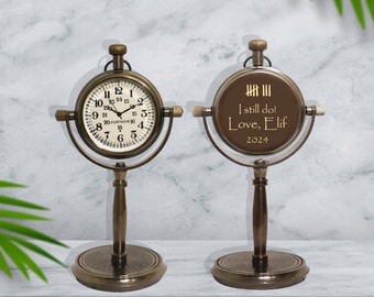 Personalized 8th anniversary gift - I still do - Bronze desk clock - 8 hash marks - Wedding anniversary gift for men - gift for women