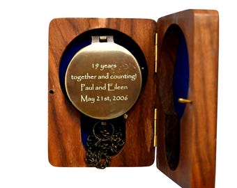 Personalized 19th Anniversary Gift, Custom Engraved Antique Compass, Bronze Compass, Traditional Wedding Gift, Compass Gift for Husband