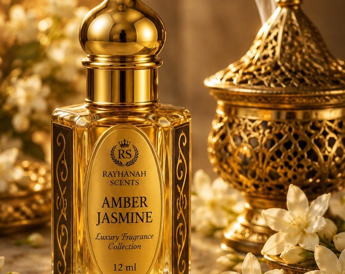 Featured listing image: Amber Jasmine Perfume Oil – Jasmine, Oud & Amber – 12ml Attar