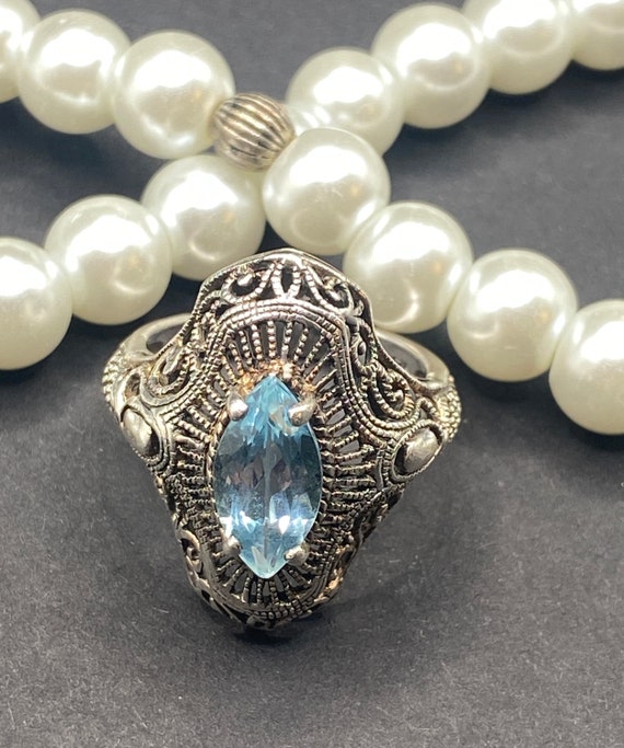 vintage silver ing with gemstone - image 1