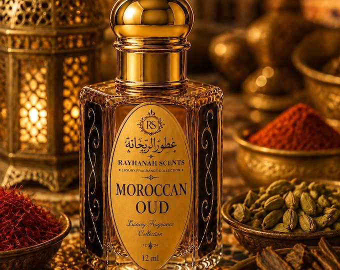 Featured listing image: Moroccan Oud Perfume Oil – Saffron, Cedar & Amber Oud – 12ml