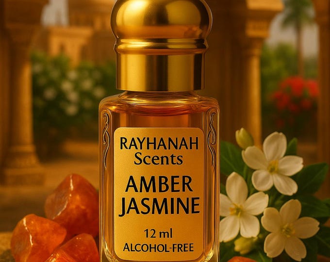 Featured listing image: Amber Jasmine Perfume Oil: Alcohol-Free, Hand-Blended Floral Scent