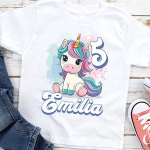 Birthday Shirt Personalized Girl Boy Gift Kids Baby T-Shirt Unicorn Birthday Child Name Age Birthday Gift Idea
