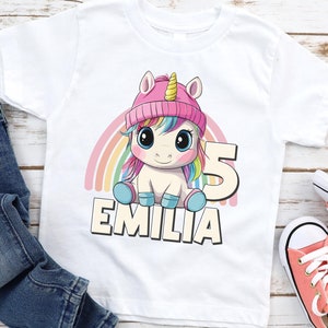 Birthday Shirt Personalized Girl Boy Gift Kids Baby T-Shirt Unicorn Birthday Child Name Age Birthday Gift Idea