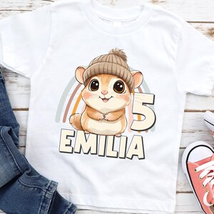 Birthday Shirt Personalized Girl Boy Gift Kids Baby T-Shirt Hamster Birthday Child Name Age Birthday Gift Idea