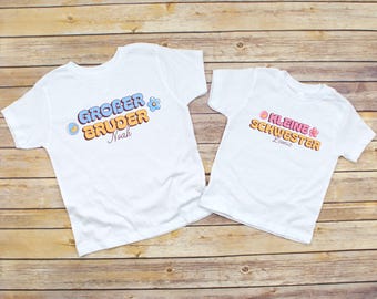Personalized Siblings T-Shirt, Brother and Sister Matching Outfit, Boy and Girl Gift, Birth Gift Idea