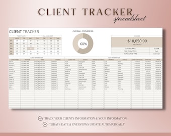 Client Tracker Spreadsheet, Client Management Google Sheets, Small Business Spreadsheet, Business Tracker, Customer List, Client Planner 3