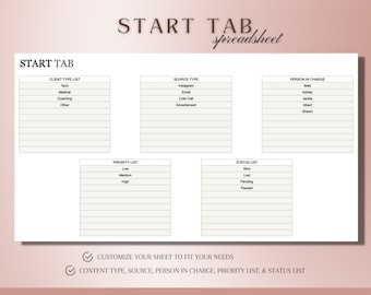 Kalkylblad för klientspårning, Google Sheets för klienthantering, Kalkylblad för småföretag, Företagsspårning, Kundlista, Kundplanerare 6