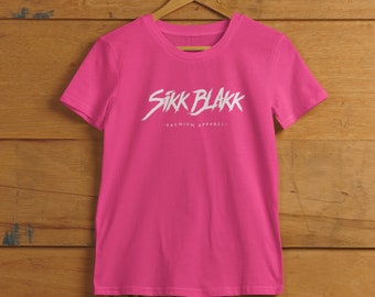 Sikk Blakk Shirt Old Logo Fuchsia White Women Print Graphic print cotton printed on one side