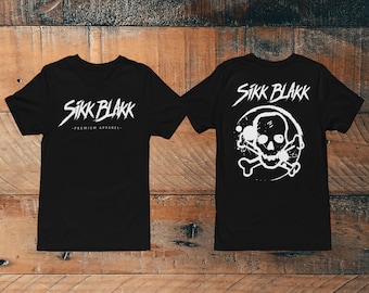 Sikk Blakk Shirt Black White Logo Skull Ladies Women Brand Cotton Printed on Both Sides
