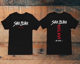 Sikk Blakk Shirt Black White Red Ink Cartel Graphic Men Man Brand Cotton Printed on Both Sides