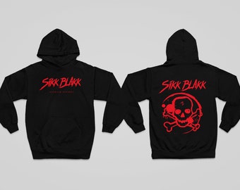 Sikk Blakk Hoodie Black Red Logo Skull Men's Man Brand Cotton Polyester Printed on Both Sides