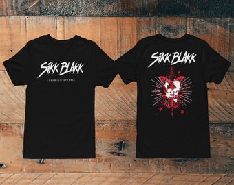 Sikk Blakk Shirt Black White Red Butterfly Skull Graphic Ladies Women Brand Cotton Printed on Both Sides