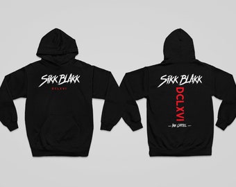 Sikk Blakk Hoodie Hoodie Black White Red Ink Cartel Men's Man Brand Cotton Polyester Printed on Both Sides