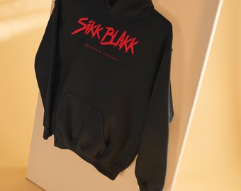 Sikk Blakk Hoodie Hooded Sweatshirt Black Red Logo Men Man Men Brand Cotton Polyester Single Side Printed Brand Streetwear