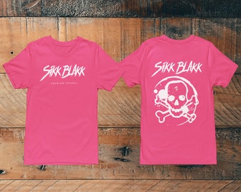 Sikk Blakk Shirt Fuchsia White Logo Skull Ladies Women Brand Cotton Printed on Both Sides