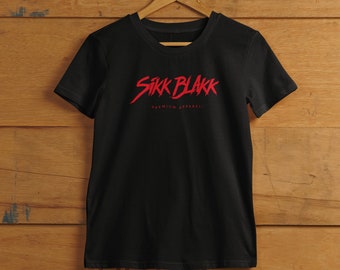 Sikk Blakk Shirt Old Logo Black Red Men's Man Print Graphic Print Cotton printed on one side