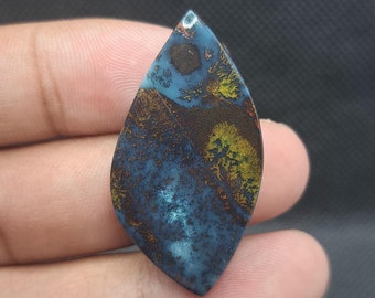 Blue Opalized Petrified Wood Cabochon: Multicolor Fossil Stone