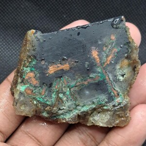 Platten Chalcedon Chrysokoll natürliche Kupfer Rohware || (57x48x15 mm)
