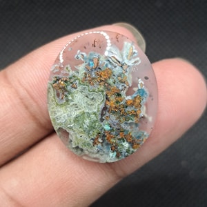 Chalcedon Chrysokoll nativ Kupfer Unikates Motiv || (25x21x5mm)