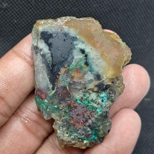 Platten Chalcedon Chrysokoll natürliche Kupfer Rohware || (50x37x10 mm)